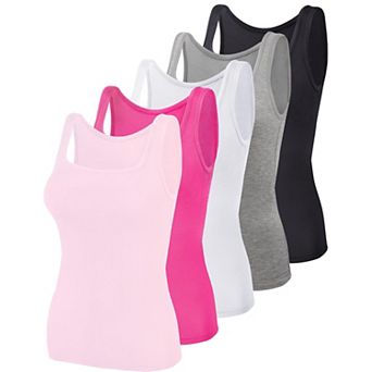 5 Pack Women's Square Neck Sleeveless Tank Top