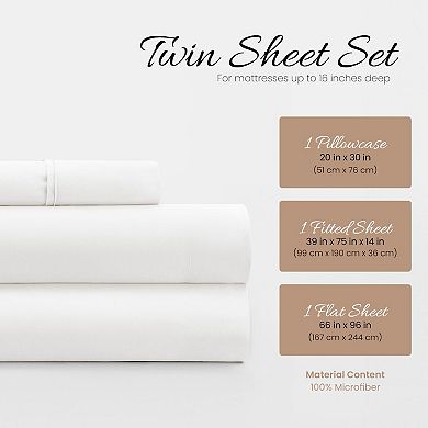 3 Piece Twin Brushedfiber Sheet Set Ultra Soft Wrinkle-free Deep Pocket