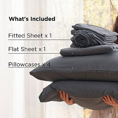 6 Piece Deep Pocket King Sheet Set Ultra-soft Breathable Hotel Bedding