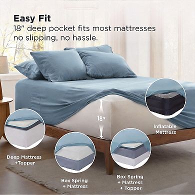 4 Piece Twin Deep Pocket Sheets Ultra-soft Breathable Hotel Bedding