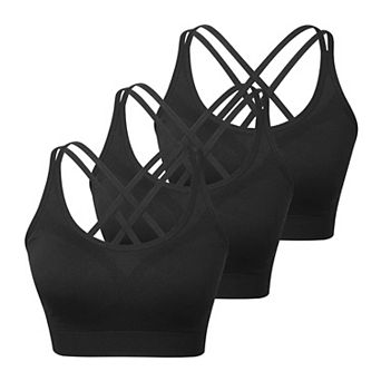 3 Pack Cross Sports Bra Women Padded Strappy Yoga Medium Support