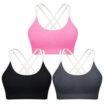 3 Pack Cross Sports Bra Women Padded Strappy Yoga Medium Support