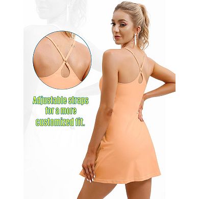 Tennis Dress Athletic Built-in Bra Shorts Pockets Golf Workout