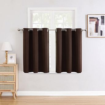 2 Panels Small Window Curtains Thermal Blackout Grommet Short Bedroom Kitchen 42"W x 36"L