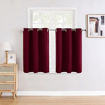 2 Panels Small Window Curtains Thermal Blackout Grommet Short Bedroom Kitchen 42"W x 36"L