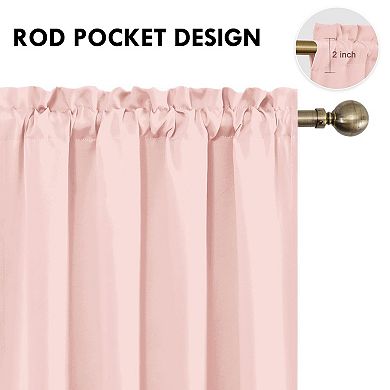 Thermal Blackout Curtains Rod Pocket Window Drapes Set Of 2