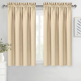 Thermal Blackout Curtains Rod Pocket Window Drapes Set Of 2