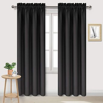Thermal Blackout Curtains Rod Pocket Window Drapes Set Of 2