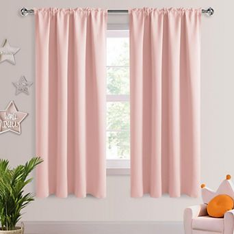 Thermal Blackout Curtains Rod Pocket Window Drapes Set Of 2