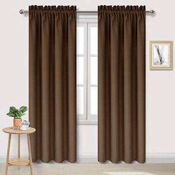 Thermal Blackout Curtains Rod Pocket Window Drapes Set Of 2
