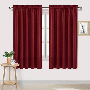 Thermal Blackout Curtains Rod Pocket Window Drapes Set Of 2