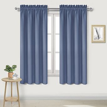 Thermal Blackout Curtains Rod Pocket Window Drapes Set Of 2