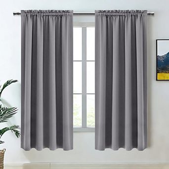 Thermal Blackout Curtains Rod Pocket Window Drapes Set Of 2