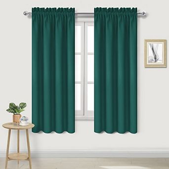 Thermal Blackout Curtains Rod Pocket Window Drapes Set Of 2