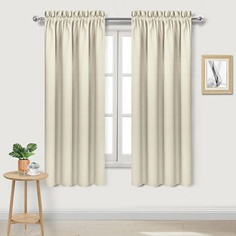 Thermal Blackout Curtains Rod Pocket Window Drapes Set Of 2