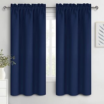 Thermal Blackout Curtains Rod Pocket Window Drapes Set Of 2