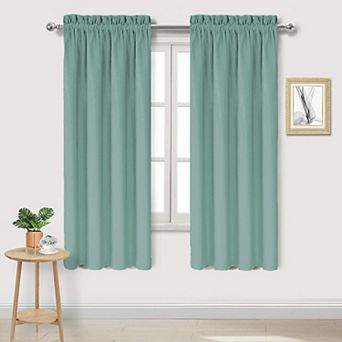 Thermal Blackout Curtains Rod Pocket Window Drapes Set Of 2