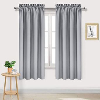 Thermal Blackout Curtains Rod Pocket Window Drapes Set Of 2