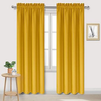 Thermal Blackout Curtains Rod Pocket Window Drapes Set Of 2