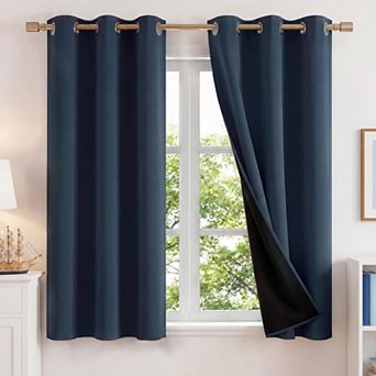 2 Panels Bedroom Blackout Curtains Thermal Grommet Drapes