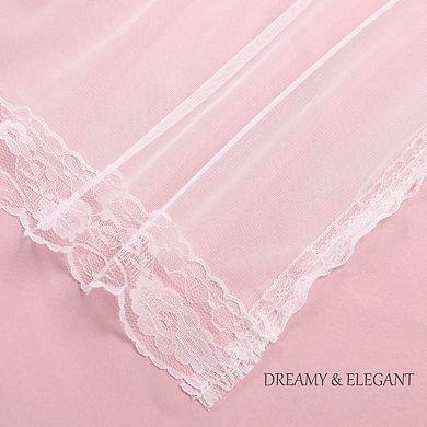 2 Panels Blackout Curtains Double Layer Voile Sheer Bedroom Window Tie-backs