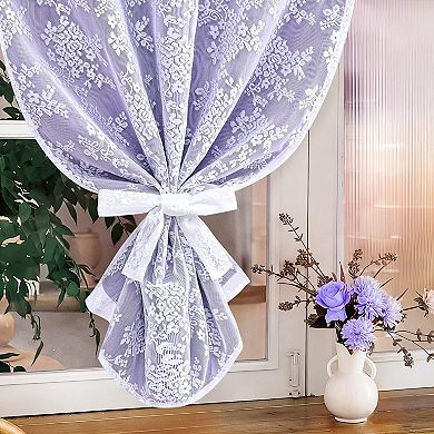 2 Panels Kitchen Cafe Curtain Blackout Sheer Double Layer Rod Pocket
