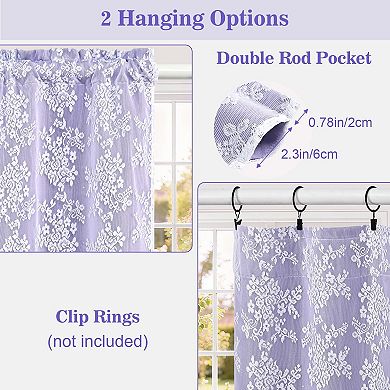 2 Panels Kitchen Cafe Curtain Blackout Sheer Double Layer Rod Pocket