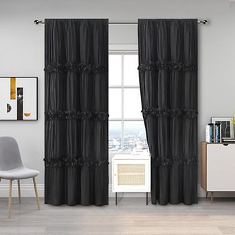 2 Panels Thermal Blackout Boho Ruched Butterfly Flower Drapes