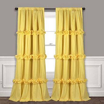 2 Panels Thermal Blackout Boho Ruched Butterfly Flower Drapes