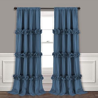 2 Panels Thermal Blackout Boho Ruched Butterfly Flower Drapes