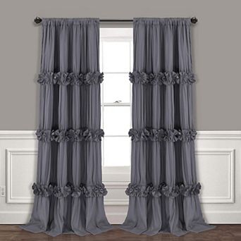 2 Panels Thermal Blackout Boho Ruched Butterfly Flower Drapes
