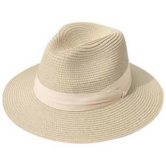 Women Straw Panama Hat Fedora Sun Beach Roll Up