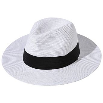 Women Straw Panama Hat Fedora Sun Beach Roll Up