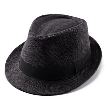 Straw Fedora Hat 1920s Short Brim Trilby Panama Beach Sun Cap