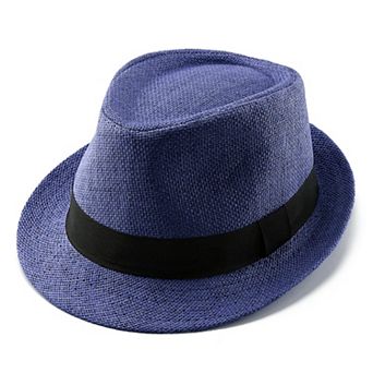 Straw Fedora Hat 1920s Short Brim Trilby Panama Beach Sun Cap