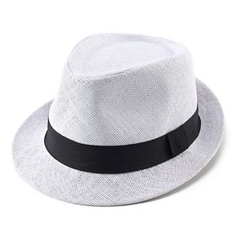 Straw Fedora Hat 1920s Short Brim Trilby Panama Beach Sun Cap