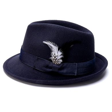 Fedora Felt Hat Short Brim Feather Band