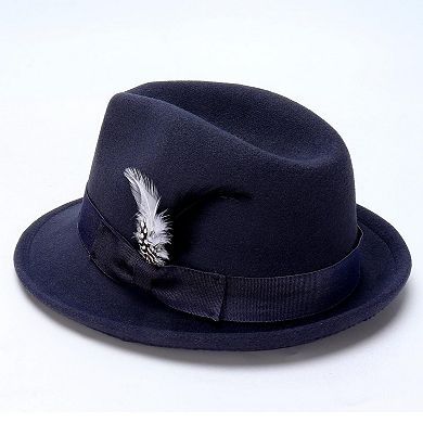 Fedora Felt Hat Short Brim Feather Band
