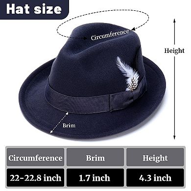 Fedora Felt Hat Short Brim Feather Band