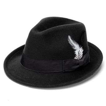 Fedora Felt Hat Short Brim Feather Band