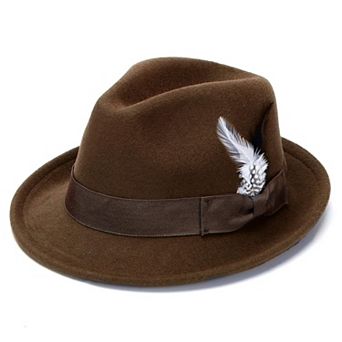 Fedora Felt Hat Short Brim Feather Band
