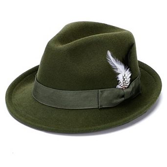 Fedora Felt Hat Short Brim Feather Band