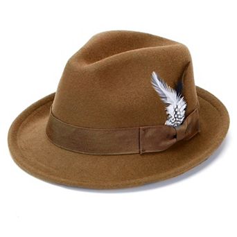 Fedora Felt Hat Short Brim Feather Band