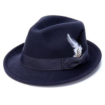 Fedora Felt Hat Short Brim Feather Band