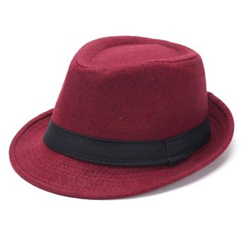 Fedora Felt Hat Short Brim Feather Band