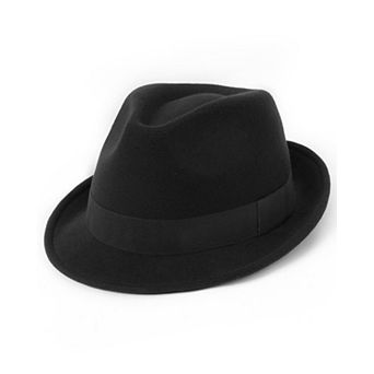 Fedora Felt Trilby Hat Short Brim Ribbon Adjustable