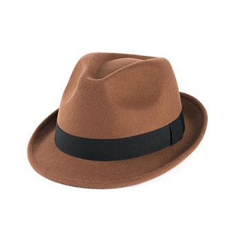 Fedora Felt Trilby Hat Short Brim Ribbon Adjustable
