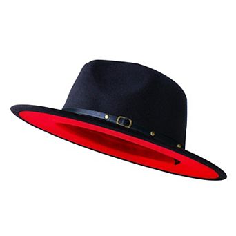 Wide Brim Fedora Two Tone Felt Panama Hat
