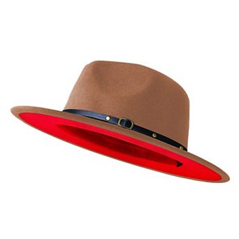 Wide Brim Fedora Two Tone Felt Panama Hat