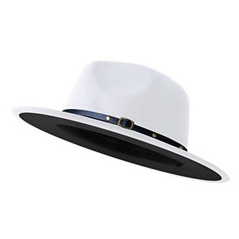 Wide Brim Fedora Two Tone Felt Panama Hat